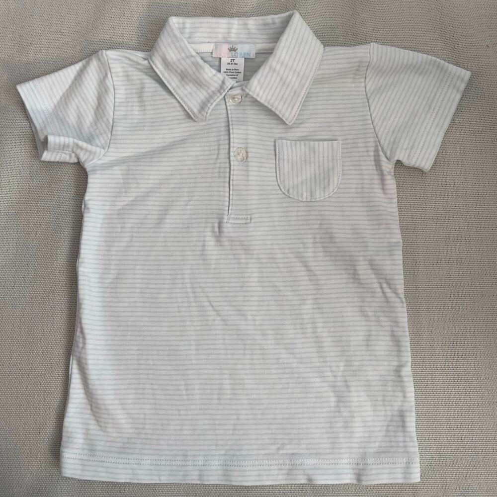 Baby Loren Grey and white grey Pima‎ Cotton Polo size 2T